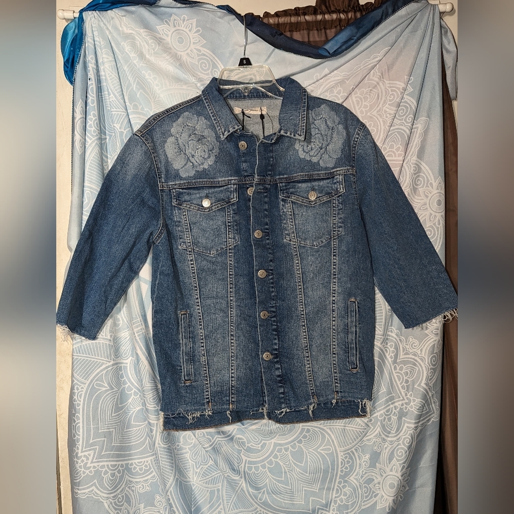 Mavi Jeans Denim Jacket Rose Design Distressed